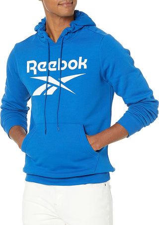 Reebok Men's Logo-Print Fleece Hoodie Blue Size XL