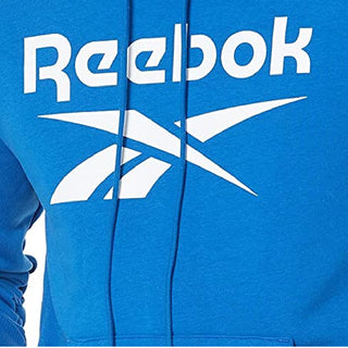 Reebok Men's Logo-Print Fleece Hoodie Blue Size XL