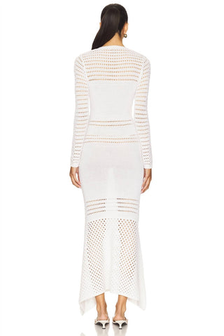 Matthew Bruch - Striped Mesh Handkerchief Midi Dress