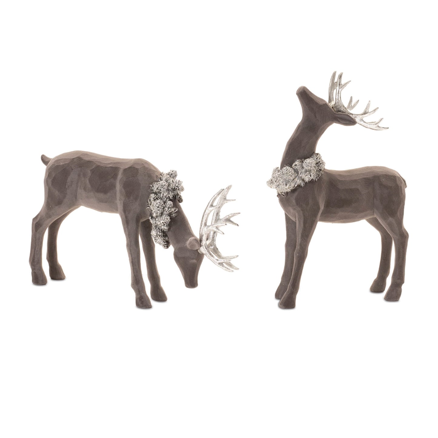 Velvet Holiday Deer Figurine (Set of 2)