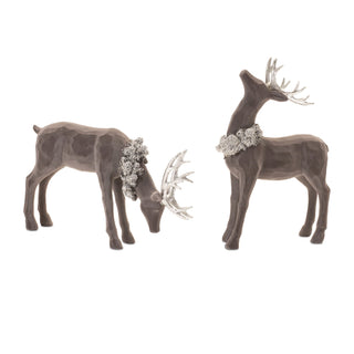 Velvet Holiday Deer Figurine (Set of 2)