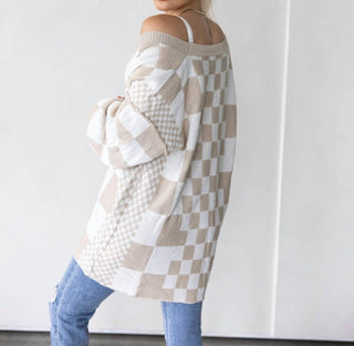Anniewear - Shaina Checkered Open Cardigan