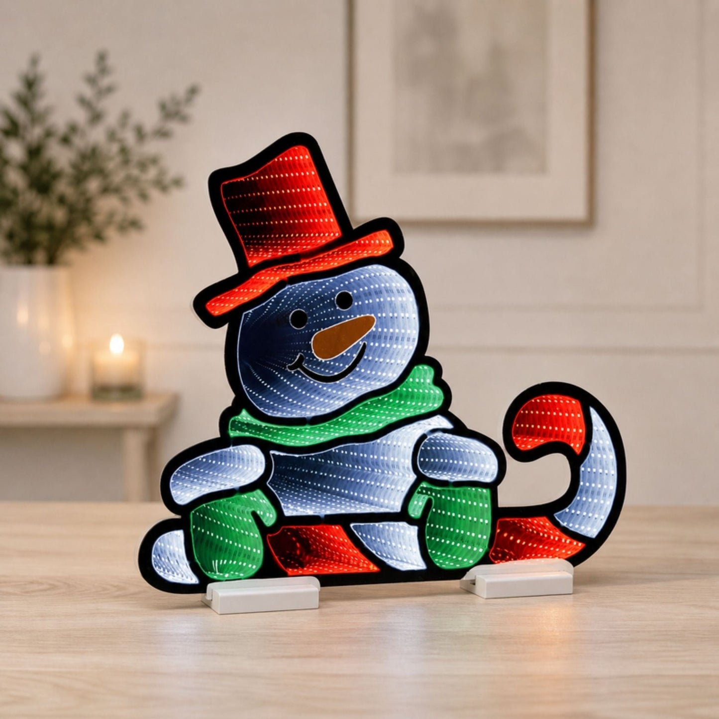 Snowman Candy Cane Ekkolight 21.5"L
