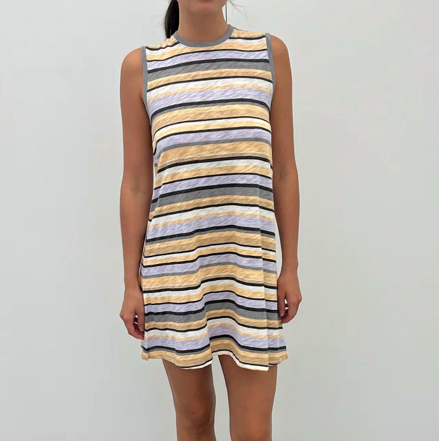 Atm - Slub Jersey Stripe Sleeveless Muscle Dress
