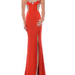 Precious Formals - Stretch Satin Gown With High Slit