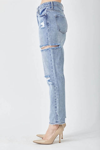 Trendsi - Risen Distressed Slim Cropped Jeans