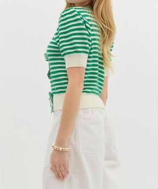 Entro - Julian Stripe Bow Front Knit Top