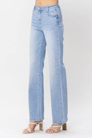 Judy Blue - High Waist With Pocket Details Wide Leg Denim Jeans