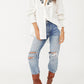 Free People - Rose Vines Embroided Button Down Top