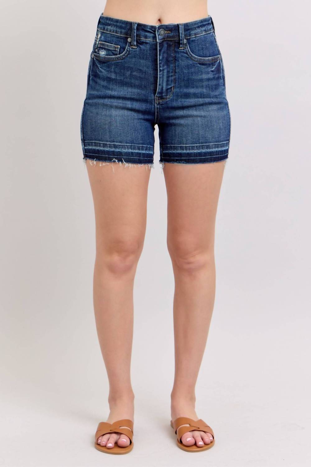 Judy Blue - High Waist Tummy Control Destroy Release Hem Denim Short