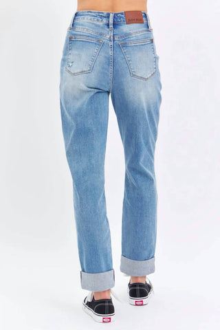 Judy Blue - High Waist Patch Pocket & Destroy Boyfriend Jean
