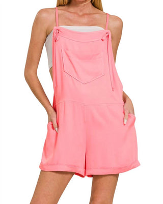 Zenana - Woven Romper With Tie Knot Strap