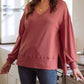 1 The Woman - Side Slits V-neck Loose Fit Tunic Top