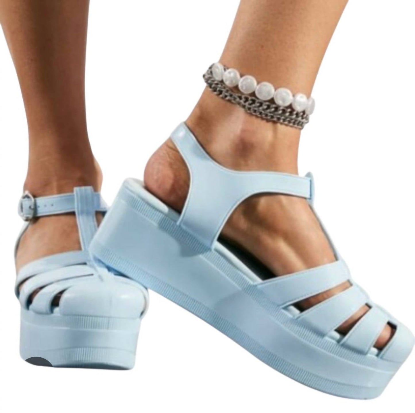 Jeffrey Campbell - Women's Sandals 8 Candied Blue Platform Jelly Y2k Sandals