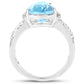 5.50 Carat Genuine Swiss Blue Topaz and White Topaz .925 Sterling Silver Ring