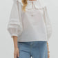Entro - Oversized Floral Scalloped Collared Shirt