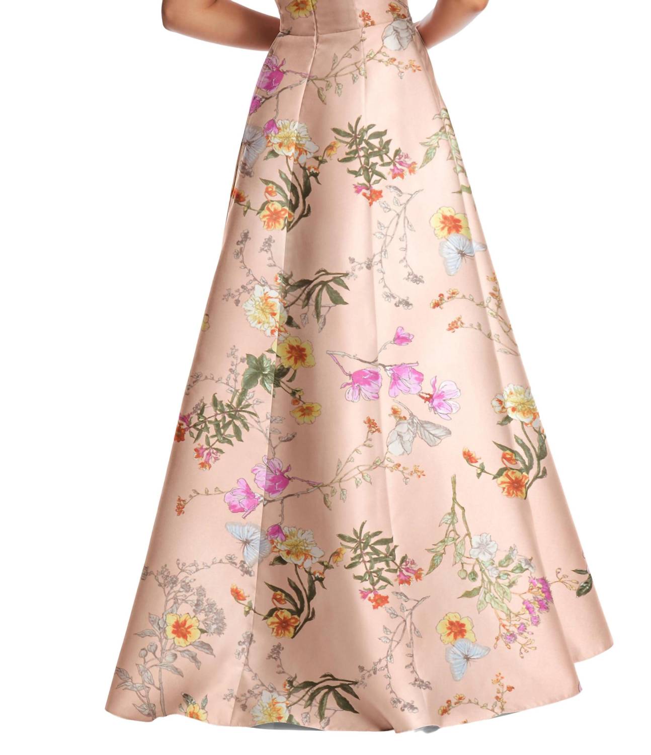 Alfred Sung - Floral Corset Satin Gown