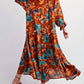 Easel - Fall Floral Print Ruffle Maxi Dress