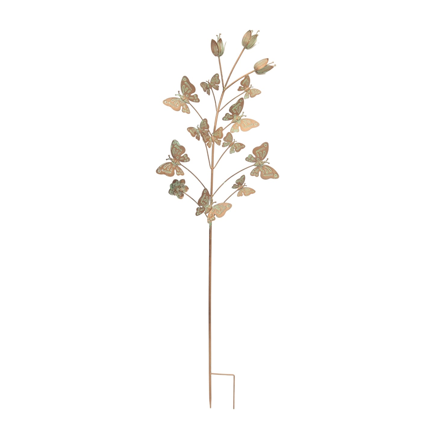 Iron Butterfly and Floral Garden Stake (Set of 2)