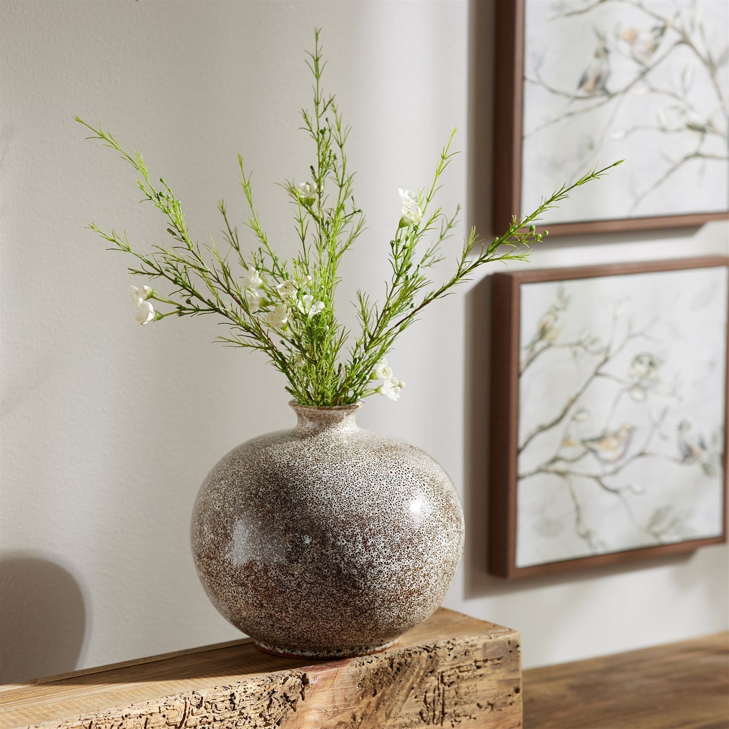 Speckled ceramic bottle vase (set of 2)