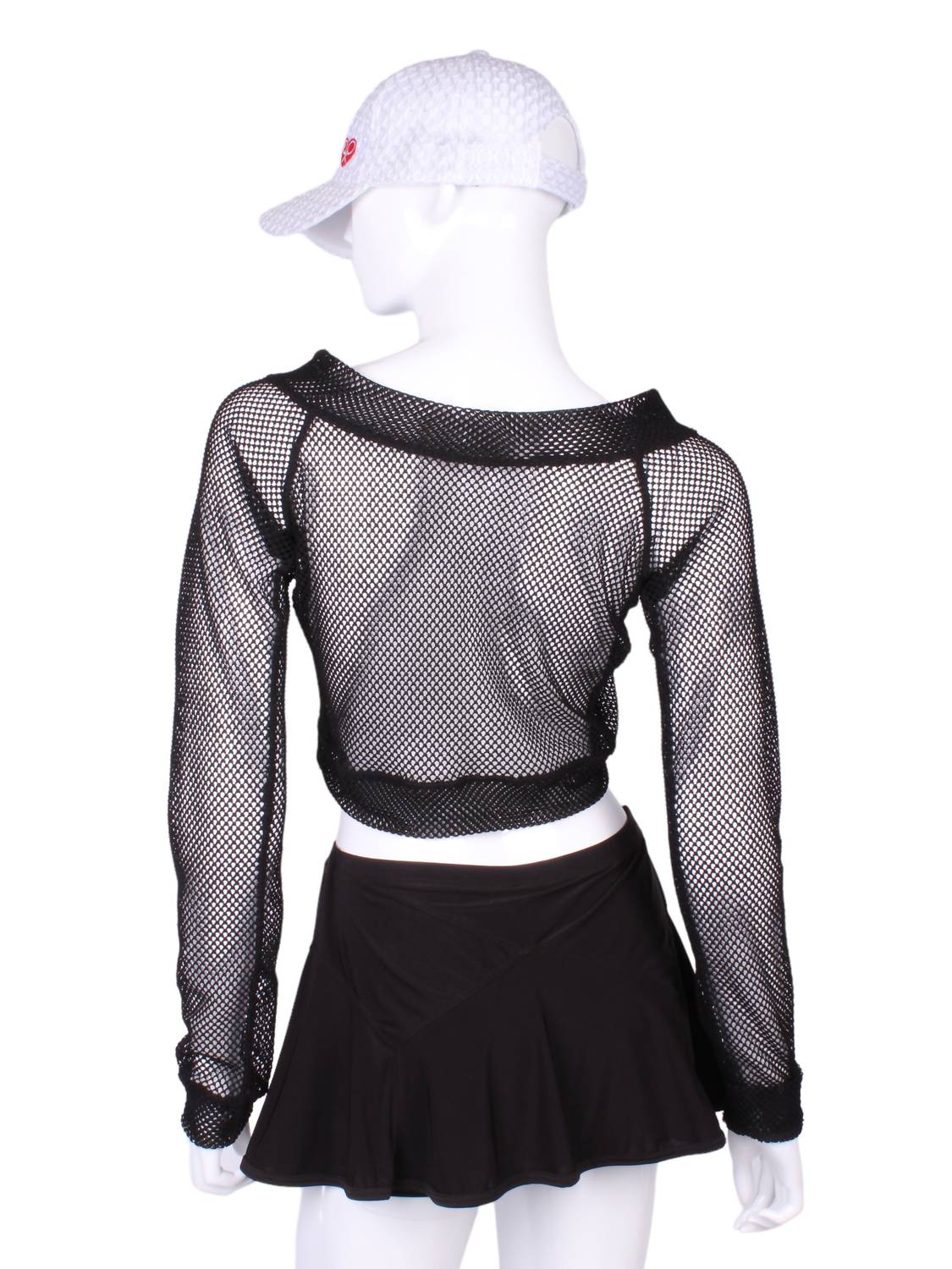 Love Love Tennis - Women's Fishnet Straight Back Vee Crop Top