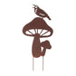 Metal Bird and Mushroom Garden Stake (Set of 2)
