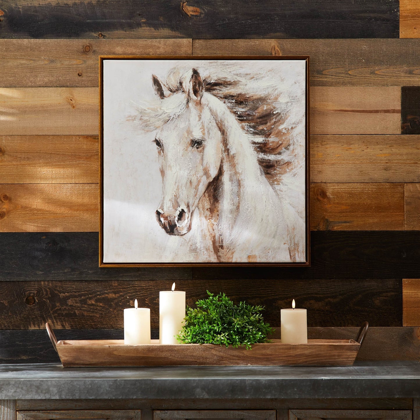 Framed Horse Canvas Art 24" Square