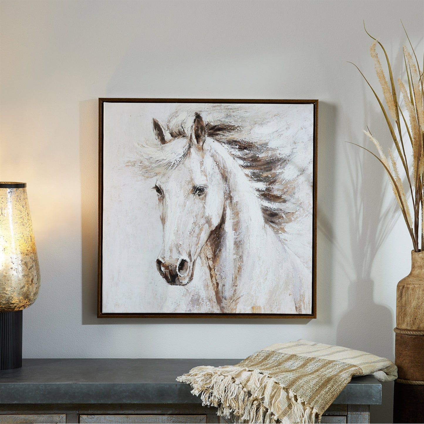 Framed Horse Canvas Art 24" Square