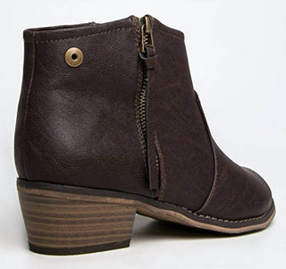 Breckelles - Women's Dorado Leatherette Zip Ankle Riding Bootie