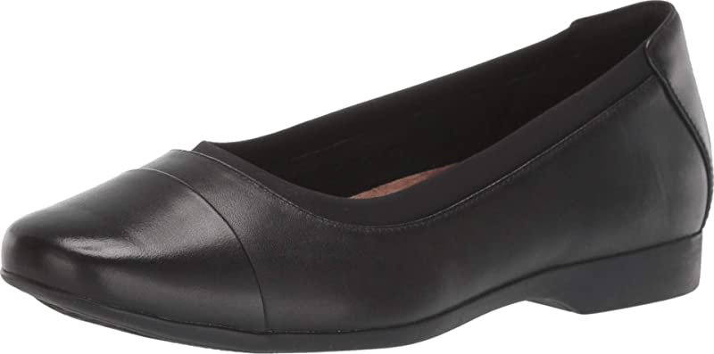 Clarks Women's Un Darcey Cap Ballet Flat Black Size 9.5 D(W) US