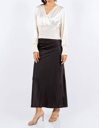 Paparazzi - Stretch Satin Solid Surplice Smock Crop Top