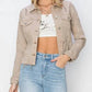 Risen - Full Size Raw Hem Button Up Cropped Denim Jacket Plus Size