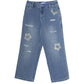 Sasha+Z - Women's Stone Embossed & Distressed Denim Pant