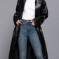 Active Usa - Double Breasted Faux Leather Trench Coat