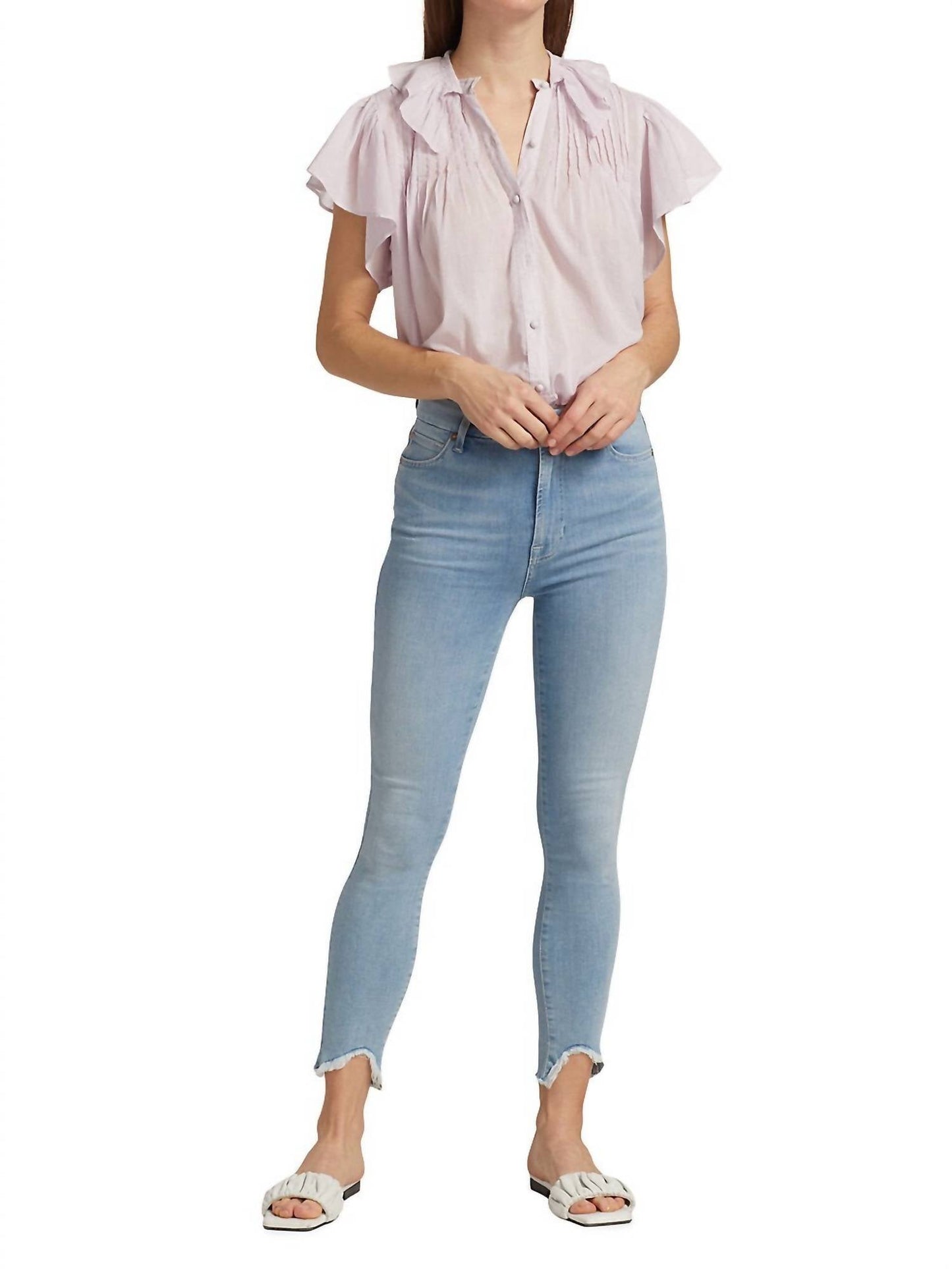 7 For All Mankind - Ankle Skinny Frayed Wave Hem Jeans