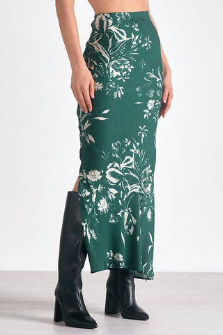 Elan - Floral Print Satin Skirt
