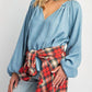 Easel - Washed Chambray Flare Tunic