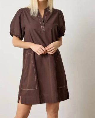 Lilla P - Shirred Split Neck Dress