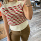 &Merci - Striped Mock Neck Sweater Vest