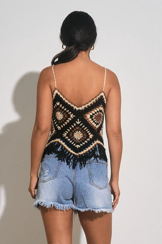 Elan - Hamsa Crochet V-neck Tank Top