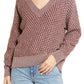 Treasure & Bond V-Neck Knit Sweater - Purple/Brown