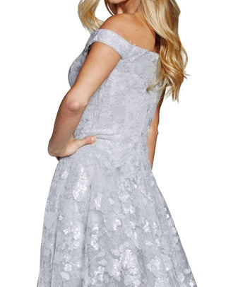 Jovani - Diaphanous Off-the-shoulder Gown