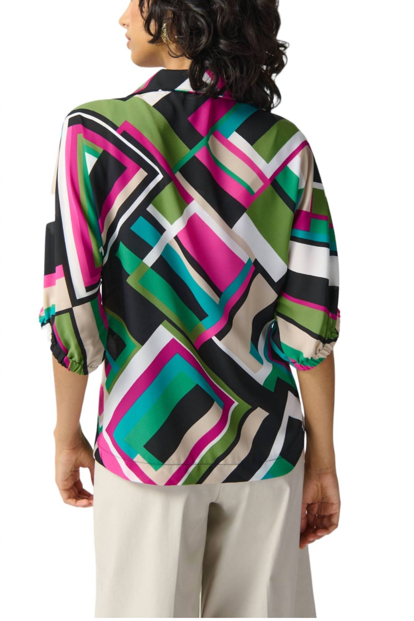 Joseph Ribkoff - GEORGETTE GEOMETRIC PRINT BOXY TOP