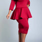 Viva Curvy - Handmade Blossomed Floral Accent Peplum Dress