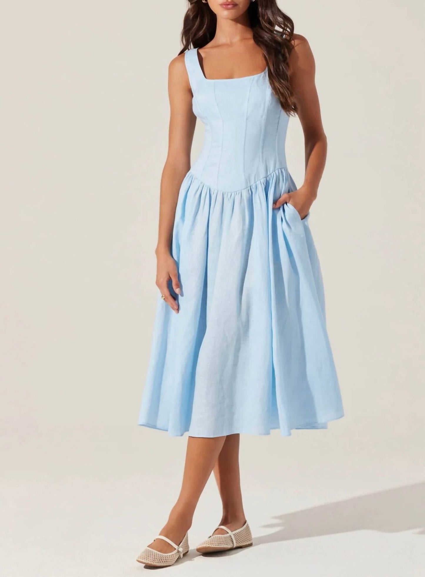 Astr - Thierry Linen Midi Dress