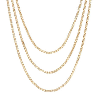 Eklexic - Triple Layer Thin Luciana Box Chain Necklace