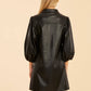 Dolce Cabo - Puff Sleeves Faux Leather Dress