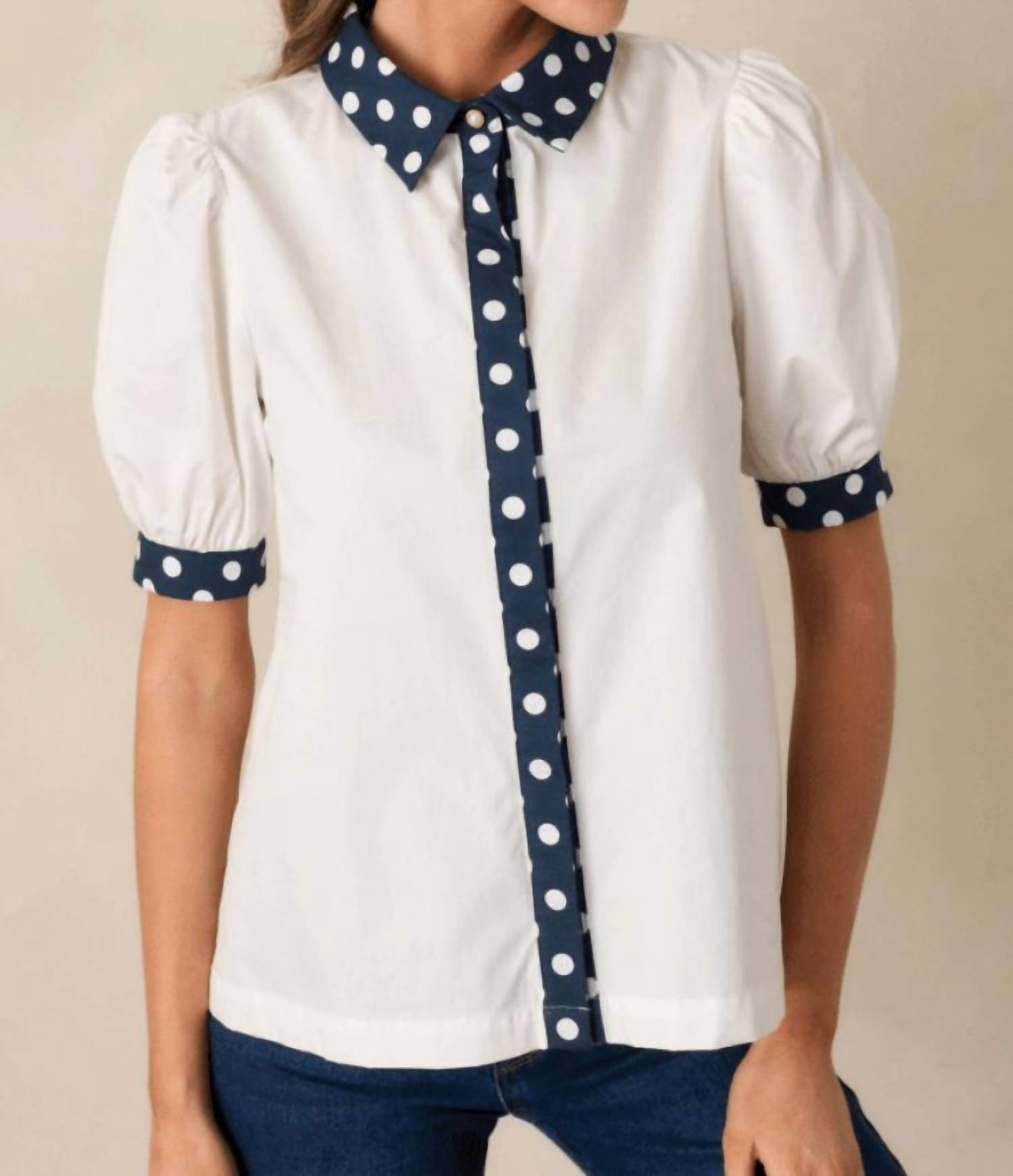 Prosperina - Prosperina Penny Button Front Top