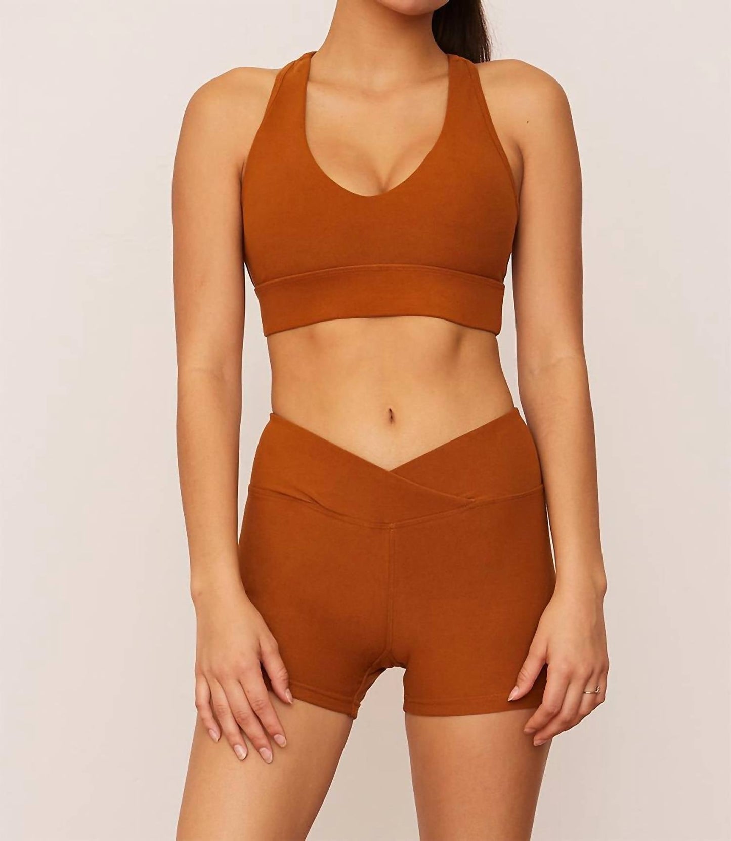 Wolven - Vegan Suede Finish Active Racerback Bra