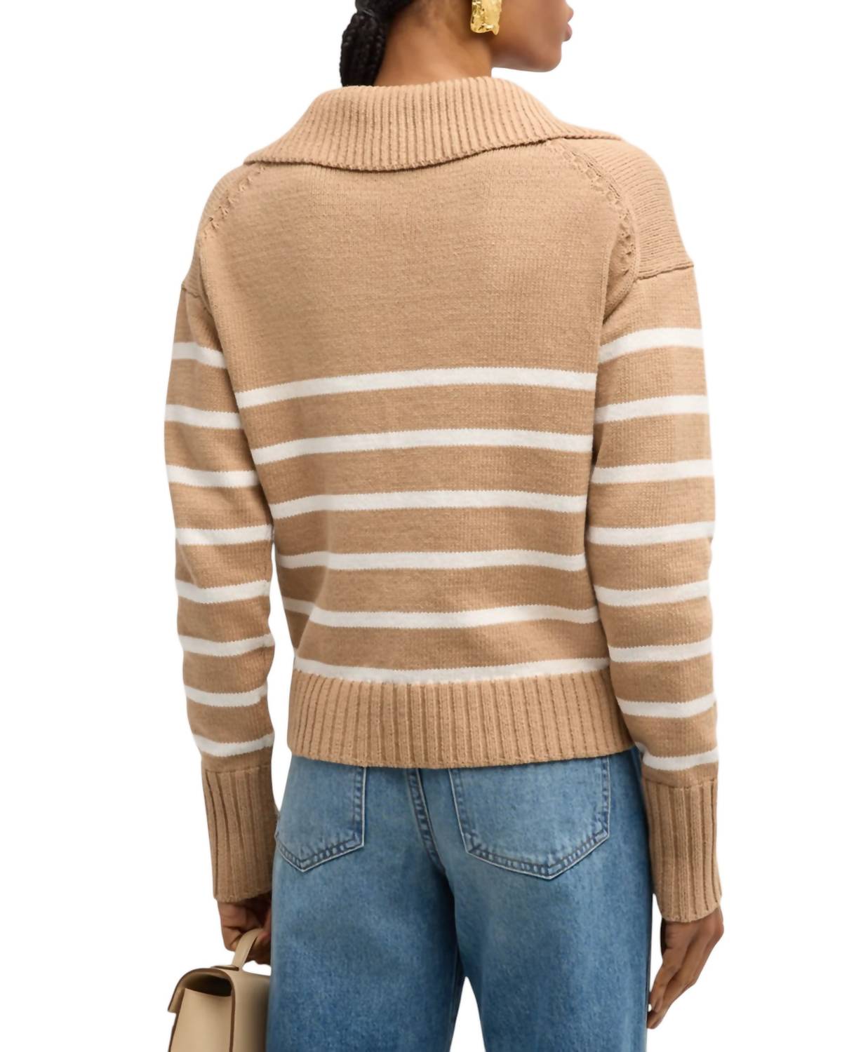 Veronica Beard - Jovie Striped Polo Pullover Sweater